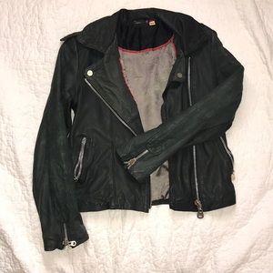 Gray/ black leather jacket